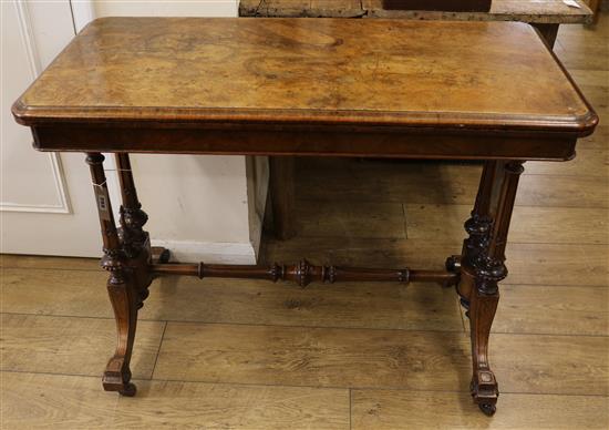 A Victorian walnut rectangular topped card table, W.98cm